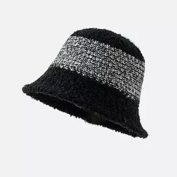 Женская модная вязаная шерстяная панама в японском и корейском стиле - зимняя теплая рыбацкая шапка One Size