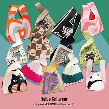 Женская модная вязаная сумка-тоут с жилетом «Панда» — универсальная сувенирная сумка Cute Flowers