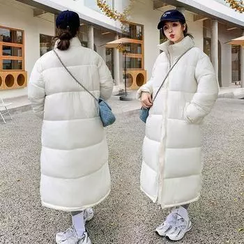Женская модная зимняя длинная куртка-пуховик, женская повседневная толстая хлопковая стеганая куртка, ветрозащитная теплая стеганая верхняя одежда S