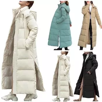 Женская модная зимняя новая куртка с хлопковой подкладкой для отдыха, тонкая удлиненная толстая куртка с хлопковой подкладкой XXL бежевый