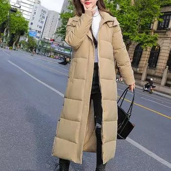 Женская модная зимняя новая куртка с хлопковой подкладкой для отдыха, тонкая удлиненная толстая куртка с хлопковой подкладкой M хаки