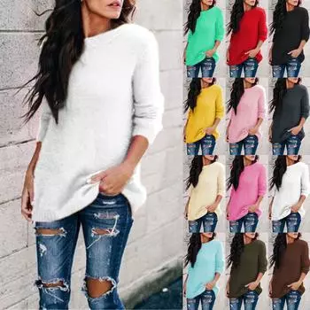 Женская модная зимняя плюшевая блузка с круглым вырезом и длинным рукавом L коричневый