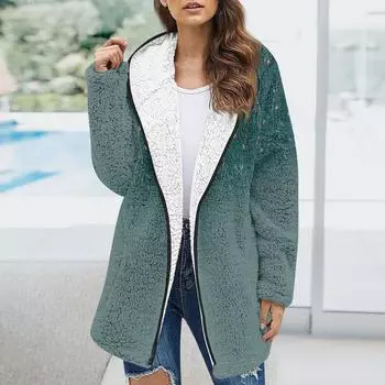 Женская модная зимняя плюшевая куртка с цветочным принтом и длинными рукавами L бежевый