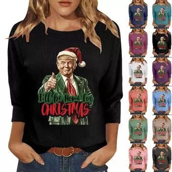 Женская модная зимняя повседневная футболка с круглым вырезом и полосатым принтом, рукав три четверти, женская одежда L чёрный