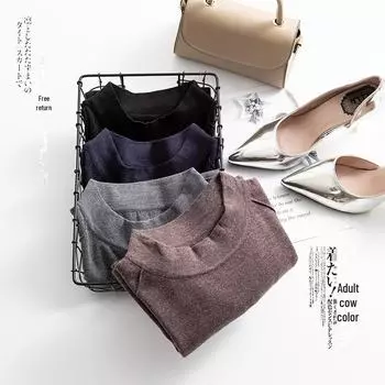 Женская мягкая футболка из смеси шелка и кашемира с круглым вырезом и рукавом 3/4 M темно-серого