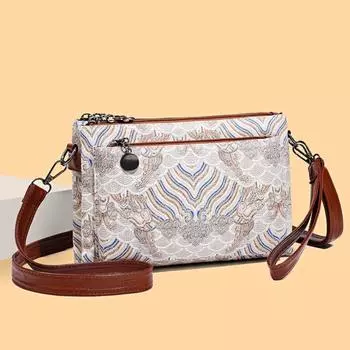 Женская мягкая кожаная сумка через плечо, большая вместительная сумка через плечо, многослойная сумка для матери чёрный