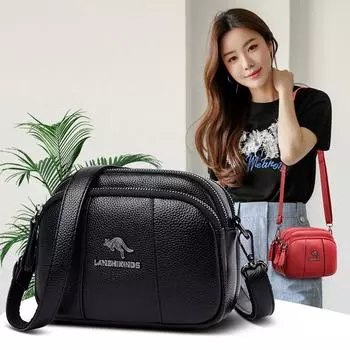 Женская мягкая кожаная сумка через плечо, модная сумка-мессенджер, многослойная сумка для мобильного телефона белый