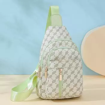 Женская мягкая кожаная сумка через плечо с принтом, сумка через плечо, большая вместимость, нагрудная сумка для отдыха на открытом воздухе зелёный