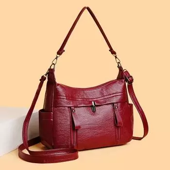 Женская мягкая кожаная сумка через плечо, сумка для мамы, сумка для мобильного телефона, маленькая квадратная сумка чёрный