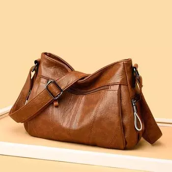 Женская мягкая кожаная сумка через плечо, универсальный многофункциональный рюкзак, вместительная портативная сумка-мессенджер None фиолетовый