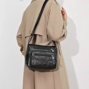 Женская мягкая кожаная сумка, дорожная сумка через плечо, сумка для матери среднего возраста, рюкзак коричневый