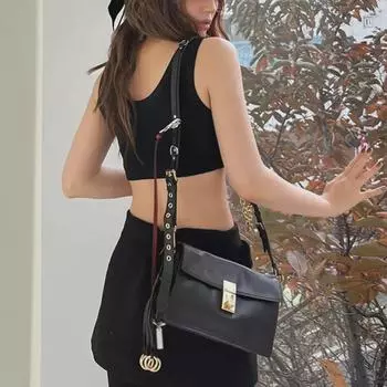 Женская мягкая кожаная сумка-раскладушка через плечо - 2025 High-End Niche Design Small 24*14*8CM