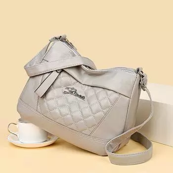 Женская мягкая кожаная сумка, сумка для мамы, сумка через плечо большой вместимости чёрный