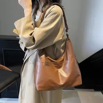 Женская мягкая кожаная сумка-тоут большой емкости для студентов, сумка через плечо чёрный