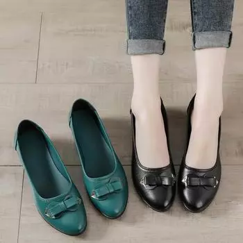 Женская мягкая кожаная удобная мягкая повседневная обувь Женская рабочая обувь на плоской подошве 35 зелёный