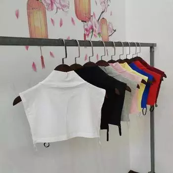 Женская мягкая модальная водолазка с воротником-стойкой, однотонная мусульманская хиджабная накладка, блузка, свитер, съемные воротники чёрный