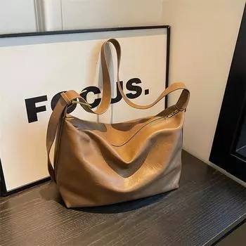 Женская мягкая однотонная сумка через плечо с застежкой-молнией, большая емкость, высокое качество, внутреннее отделение, модная