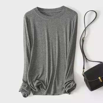 Женская мягкая рубашка с длинным рукавом из шерсти Tencel — удобная, универсальная, повседневная рубашка на осень/зиму M чёрный