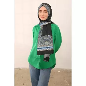 Женская мягкая шаль с этническим рисунком, черный/саксофон