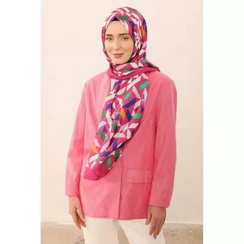 Женская мягкая шаль с геометрическим рисунком цвета фуксии