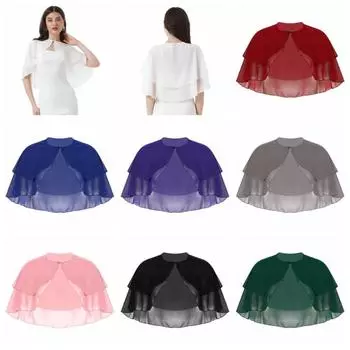 Женская мягкая шифоновая шаль с открытой передней частью, болеро, накидка, накидка для свадебной вечеринки One Size серый