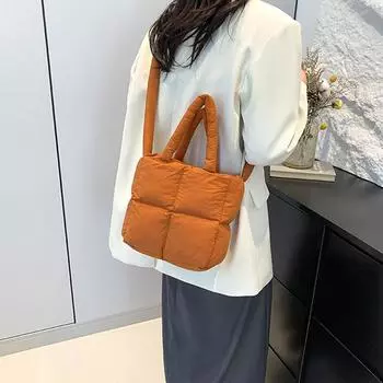 Женская мягкая сумка через плечо из нейлона Space Cotton, сумка через плечо, маленькая женская сумка-тоут, фиолетовая, модная, дизайнерская, зимняя