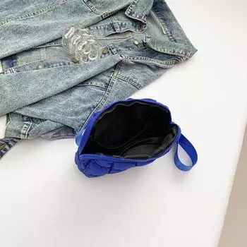 Женская мягкая сумка с облаком, стеганая нагрудная сумка, однотонная повседневная сумка для девочек (Темно-синий)