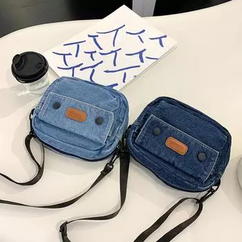Женская мягкая сумка-саквояж, повседневная модная сумка-саквояж, универсальная джинсовая сумка через плечо, регулируемая дорожная сумка с напуском синий