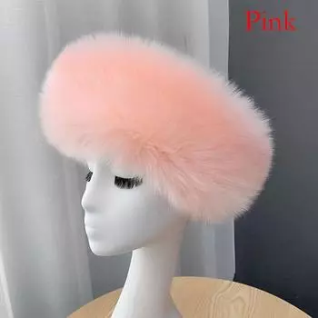 Женская мягкая теплая ухо шапка без верха искусственная лисья меховая шапка лыжные повязки на голову повязки на голову зимние пушистые розовый
