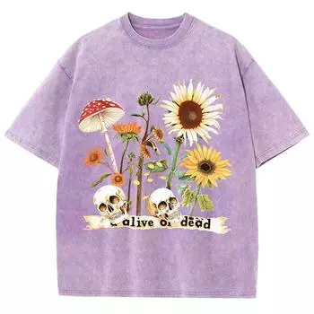Женская мультяшная футболка винтажный принт подсолнуха выстиранная водой футболки с коротким рукавом парная уличная одежда свободная одежда топы S