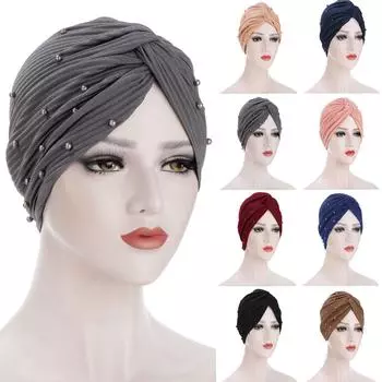 Женская мусульманская стрейч-тюрбан, шапка для химиотерапии, головной платок для выпадения волос M чёрный