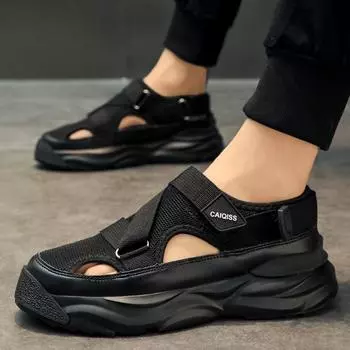 Женская/мужская обувь, новые летние мужские сандалии большого размера, модные сандалии на платформе, тапочки, сандалии большого размера Plataforma 36-45 36 чёрный