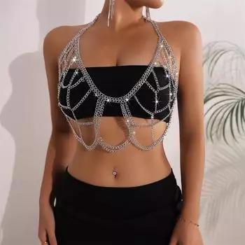Женская нагрудная цепочка High Sense Fashion Универсальная сексуальная паутина Стильная цепочка для тела one size fits all серебряный