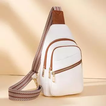 Женская нагрудная сумка большой вместимости, кожаная нагрудная сумка на одно плечо чёрный