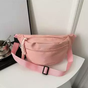 Женская нагрудная сумка Half Moon, новая сумка через плечо из ткани Оксфорд, большая вместимость, многофункциональные водонепроницаемые дорожные поясные сумки 30x9x15cm чёрный