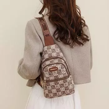 Женская нагрудная сумка из искусственной кожи, исходящая сумка через плечо с принтом, сумка на одно плечо бежевый