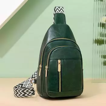 Женская нагрудная сумка из искусственной кожи, винтажная сумка через плечо, большая вместимость, сумка через плечо зелёный