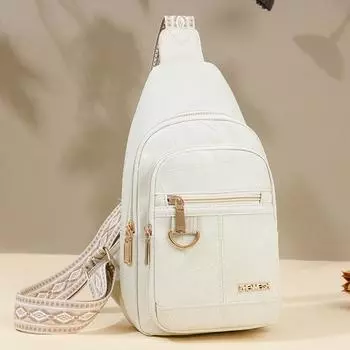 Женская нагрудная сумка из мягкой кожи через плечо чёрный