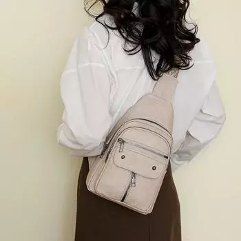 Женская нагрудная сумка из мягкой кожи из искусственной кожи, новинка 2024 года, большая вместительная легкая и простая сумка через плечо на одно плечо, дорожная нагрудная сумка для отдыха