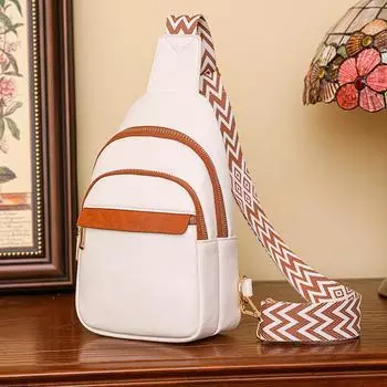 Женская нагрудная сумка из мягкой кожи из искусственной кожи, дорожная сумка через плечо коричневый