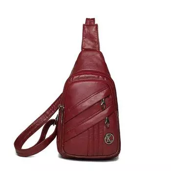 Женская нагрудная сумка из мягкой кожи, сумка через плечо, спортивная сумка для мобильного телефона на открытом воздухе красный