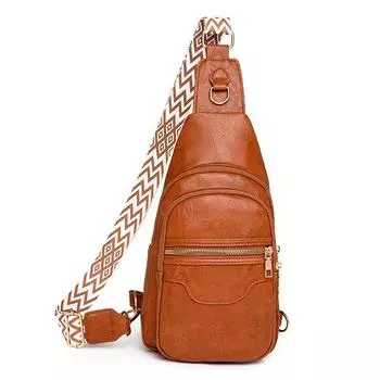 Женская нагрудная сумка из мягкой кожи, сумка-рюкзак через плечо чёрный