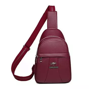 Женская нагрудная сумка из мягкой кожи, женская сумка через плечо, водонепроницаемая сумка через плечо большой емкости, сумка для мобильного телефона красный