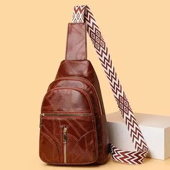 Женская нагрудная сумка из ПУ, большая вместимость, легкая сумка через плечо чёрный