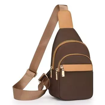 Женская нагрудная сумка контрастного цвета, большая вместимость, на плечо, кросс-боди кофейный
