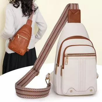 Женская нагрудная сумка, кожаная поясная сумка, сумка через плечо с несколькими отделениями зелёный