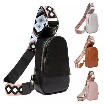 Женская нагрудная сумка, маленькая кожаная сумка через плечо, рюкзак для женщин, покупок, путешествий, модный плечевой ремень One Size чёрный