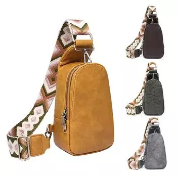 Женская нагрудная сумка, маленькая кожаная сумка через плечо, рюкзак для женщин, покупок, путешествий, модный плечевой ремень One Size кофейный