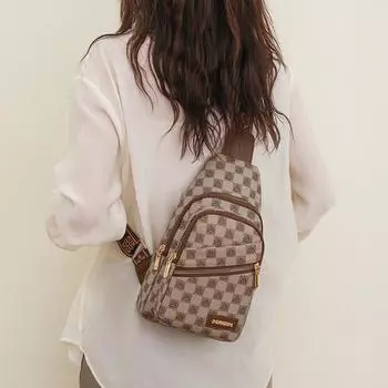 Женская нагрудная сумка, маленькая кожаная сумка через плечо, сумка через плечо хаки