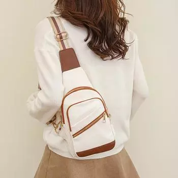 Женская нагрудная сумка, мягкая кожаная сумка через плечо, спортивная сумка для карточек на открытом воздухе, сумка с несколькими карманами, сумка для мобильного телефона коричневый/белый